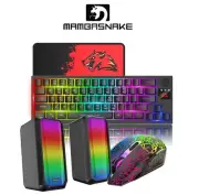 Wireless Computer Gaming Keyboard and Mouse and Wired RGB Stereo Sound Speakers