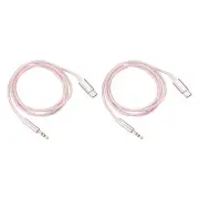 2Pcs USB C Aux Cable Type C Male to 3.5mm Male Jack Adapter 1M/3.3Ft Pink