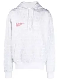 在飛比找Farfetch優惠-White Logo Print Cotton Hoodie