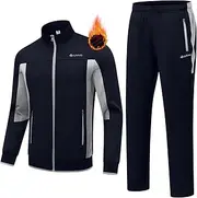 [TBMPOY] Men's Fleece Lined Tracksuits Sweatsuits 2 Piece Sets Winter Jogging Track Sweat Suits Thermal Casual Outfits