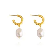 Culturesse Adley 28mm Freshwater Pearls Pearl Drop Earrings 18K Gold Plating