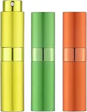8 ml Perfume Atomiser Empty (Pack of 3) Mini Spray Bottle, Perfume Container, Refillable Perfume Atomiser (Yellow, Green, Orange)
