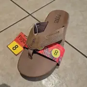 New! Flojos Men's boys Size 8 Flip Flop Sandals thong slide Tan