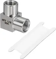 uxcell Square 90 Degree Barstock Street Elbow 1/8 Inch NPT Female to 1/8 Inch NPT Female 304 Stainless Steel Pipe Fitting with PTFE Tape, Silver Tone