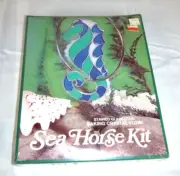 Vtg 80's EZE Form Faux Stained Glass Suncatcher Kit Sea Horse AK-22