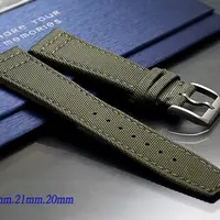 在飛比找PChome24h購物優惠-全新 IWC 萬國錶代用進口高級強化纖維雙向摺疊扣錶帶軍綠色
