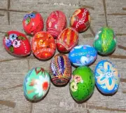 Ukrainian pysanka DOZEN Wooden Easter egg chicken size lot of 12 eggs pysanki