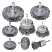 8 Pieces Wire Brush Wheel Cup Brush Set Accessories 1/4Inch Hex for Rust5814
