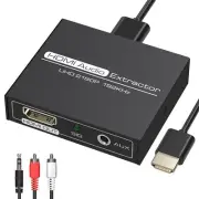 HDMI Audio Extractor,4K HDMI to HDMI with Audio 3.5mm AUX Stereo and L/R RCA ...
