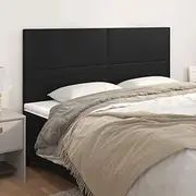 Faux Leather Headboards Black 4 Pcs Adjustable Headboard - King, Full Bed, Wall Mounted Design, Premium Head Frame