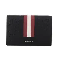 在飛比找蝦皮商城優惠-BALLY-防刮皮革紅白條紋證件照卡夾 (黑色)