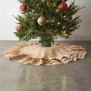 Ruffled Burlap Christmas Tree Skirt Decor