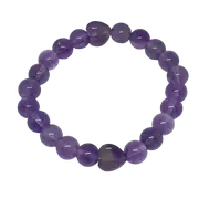 Amethyst Heart Gemstone Bracelet (8mm) - Gift Idea