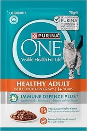 PURINA ONE Adult Wet Cat Food Succulent Chicken in Gravy Pouch 12x70g