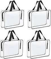TOMVAES 4 Packs Toy Storage Bags with Zipper,Clear PVC Organizing Bags, Waterproof Toy Bags for Board Games,Handheld Toy Storage Organizer for Building Blocks Board Games Toys Cosmetic
