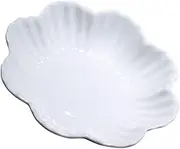 COLLBATH Decorative Ceramic Food Serving Dish Medium Flower Shaped Plate for Pasta Salad Appetizers Healthy Convenient Tableware for Home Events