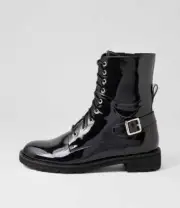New Ziera Miyoko W Black Patent Leather Ankle Boots Womens Shoes Casual