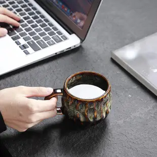 茶杯窯變天目釉陶瓷馬克杯茶盞錘紋咖啡杯帶把個人杯辦公水杯泡子