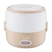 Electric Food Steamer Heat Preservation Lunch Box Food Warmer Mini Steamer Double khaki