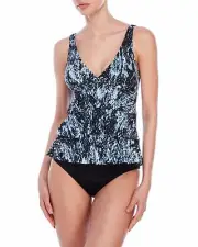 MAGICSUIT 10 40 MIRACLESUIT TANKINI SWIMSUIT 2 PC Snakeskin Ruffle Grey