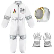 Kids Space Astronaut Cosplay Costume Jumpsuit+accessories Outfits Sets Gifts - 10-12 Years
