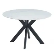 Venice 120cm Round Dining Table - Snow White/Black