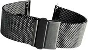 MVBVTKTAER Mesh 20mm 22mm Stainless Steel Strap Folding Buckle Strap Men's and Women's Metal Replacement Strap Watch Accessories Watch Strap(Black,22mm)
