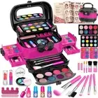 58 Pcs Makeup Kit for Girl, Princess Toys Real Washable Cosmetic Set with Mir...