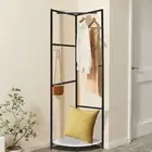 Corner Entryway Freestanding Hall Tree Coat Rack with Shelf & Shoe Storage