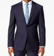 $450 Calvin Klein Men's Blue Slim X Fit Wool Stretch Blazer Suit Coat Jacket 44S