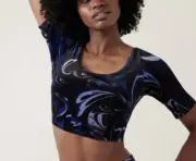 Athleta Exhilarate Velvet Crop Stretch Built In Removable Pads Bra NWT Top Small