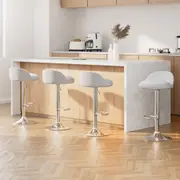 4x Artiss Bar Stools PU Leather Gas Lift White