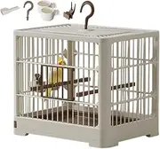Compact Bird Travel Cage with Pole | Easy-to-Carry Lightweight Bird Container, Hook Handle for Convenience | Removable Tray for Quick Cleaning, Designed for Finches, Parrots, Lovebirds, and Parakeets