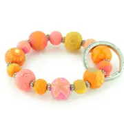 NEW JILZARAH Handmade Clay Beads PAPAYA PUNCH Peach 15mm SMALL Wrist Keychain