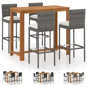 Garden Bar Set Patio Chair Table 5/7 Piece with Cushions Black/Grey vidaXL