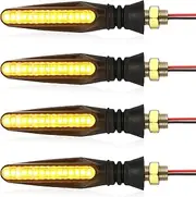 4 Pcs Motorcycle Indicators 12V 12 LED Bulbs Turn Signal Lights for Motorcycle Motorbike Scooter Quad, Waterproof ABS Housing, Ultra-Bright Visibility, Easy Installation