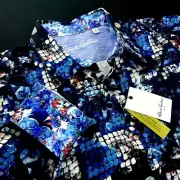 Robert Graham Embroidered Geometric Grid Pixel Floral Paisley Camo Shirt XL
