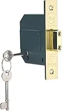 Yale British Standard 5 Lever Mortice Deadlock, High Security, Visi Pack, Suitable for External Doors, Brass Finish, 2.5 Inch/64 mm