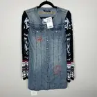 Desigual Nancy Denim Dress Bell Sleeves Womens Size 38 Snap Front Long Sleeve
