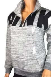 *VICTORIA'S SECRET PINK MOCK NECK QUARTER HALF ZIP PULLOVER SWEATSHIRT MARL XS