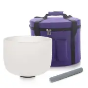 8"E Note 432Hz Chakra Solar Frosted Quartz Crystal Singing Bowl with Case Yoga