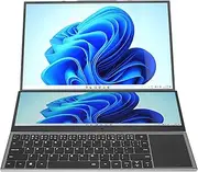 16in Dual Screen Laptop, 13600mAh Battery Dual Screen Laptop Computer Support Dual Graphics Cards for Reading for Windows 11 (AU Plug)