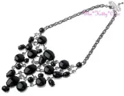 Deco Artisan Black Hollywood, Red Carpet, Bib Statement Crystal Cobweb Necklace