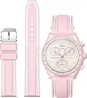 [Yhmoo] Rubber WatchBands for Moonswatch Watch,double colors Soft Silicone Strap Compatible with Omega x Swatch MoonSwatch Speedmaster 20mm Watch,Quick Release Waterproof Replacement Strap for Swatch