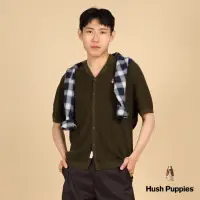 在飛比找momo購物網優惠-【Hush Puppies】男裝 線衫 素色織紋開襟線衫(墨