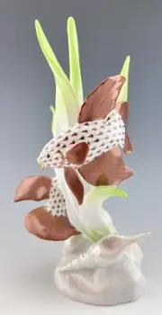 BRAND NEW HEREND BETTA FISH Pair Chocolate Fishnet Figurine ($1,245) Beta