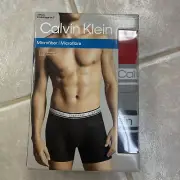 New Calvin Klein Men`s Microfiber Wicking Boxer Brief 3- Pack, Multicolor, Small