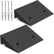 Costway Curb Ramp 2 Pack, 13cm Raised Height Rubber Threshold Ramps Set w/Predrilled Holes & 4 Expansion Bolts, 3T Max Load, Anti-Slip Driveway Ramps for Car, Motorcycle, Wheelchairs, Scooters