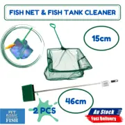 1Pc Nylon Fishing Net Scoop Mesh & 1Pc Aquarium Glass Cleaner Sponge Value Pack