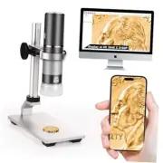 4K Microscope with Professional Stand for iPhone Android PC, 50-1000X Grey